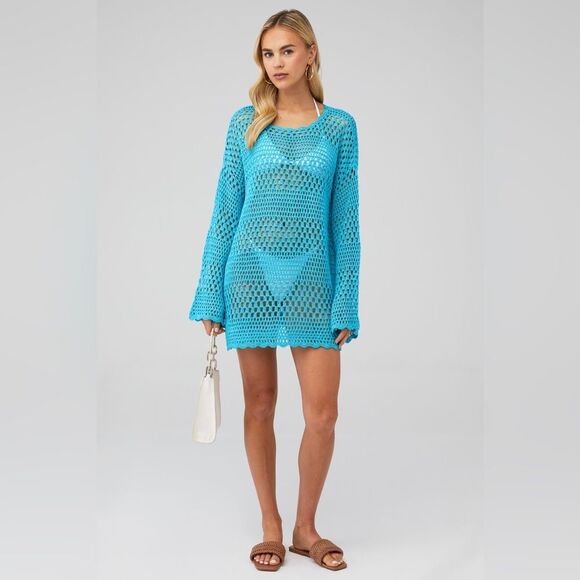 Show Me Your Mumu Women's Paula Pullover Crochet Bell Sleeve Cover Up Small - Picture 1 of 7
